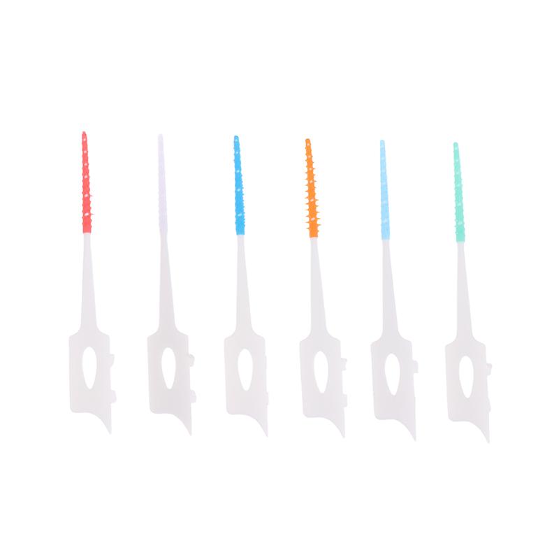40Pcs Interdental Silicone Brushes Dental Toothpicks Cleaning Brush With Thread Oral Cleaning Tool