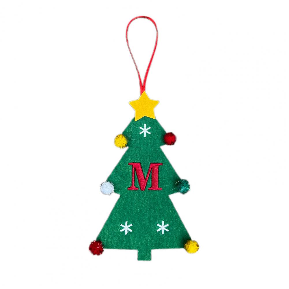 Christmas Tree Pendant Ornament with Lanyard 26 Letter Design Felt Fabric Holiday Xmas Tree Hanging Decoration