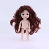1 Set Nude Doll 3D Simulation Eyes 13 Joint Black Long Hair 1/8 17Cm Doll Plastic Doll Head Toys With Gold Brown Hair Kids Gift