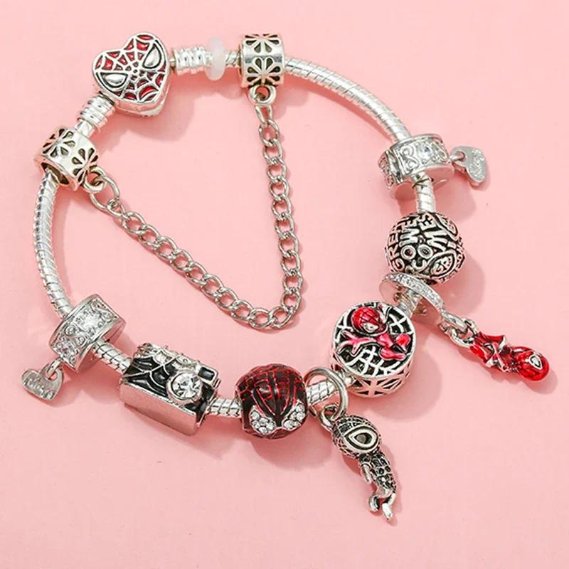 Colors Enamel Disney Princess Dress Charms Pulseiras for Girls Colorful Glass Beads Bracelets&Bangles Women Cartoon Skirt Dangle
