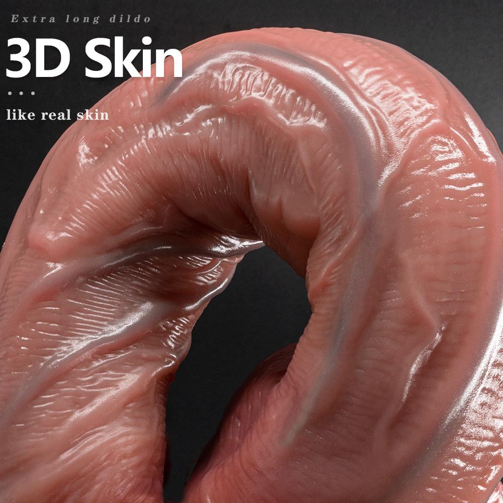 Giant Super Soft Realistic Dildo with Blue Veins & Balls – Extra Long Silicone Anal Plug for Women, Flexible Thick Penis Adult Sex Toy