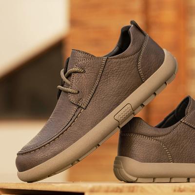 Sapatos Masculinos Plus Size Estilo Britânico Retrô Couro PU Cano Curto Confortáveis Sensação no Pé Sapato Casual Sola Resistente ao Desgaste Sapatos de Caminhada