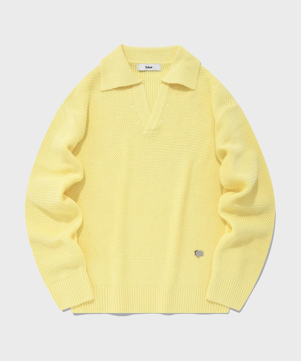 Pallet V-Neck Collared Knit Lemon Lemon/M