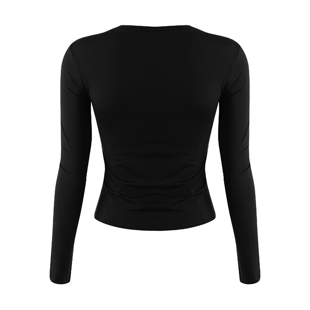 Women's Fashion Colour Round Neck Long Sleeve T-Shirt Top