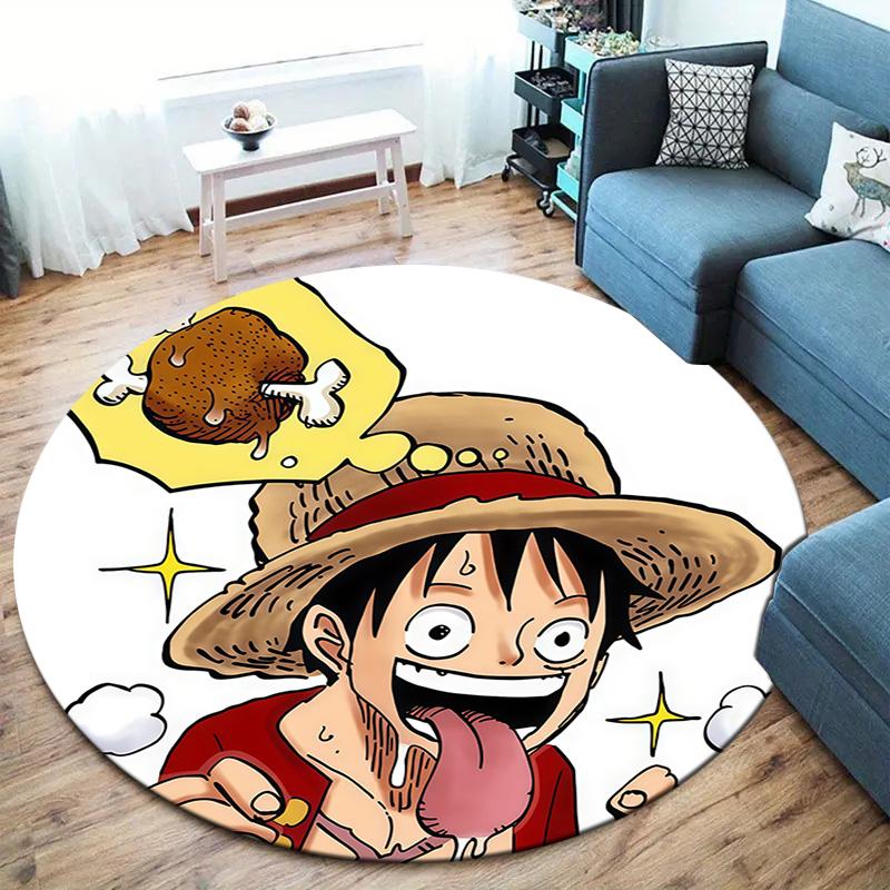 One Piece Monkey D Luffy Round Area Rug Carpet Rug For Living Room Bedroom Sofa Playroom Decor Nonslip Floor Mat