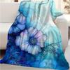 1pc Oversized 60x 80 Inch Soft Blanket-one-sided Printed Floral Print with Blue Flower Blanket In Alcohol Ink