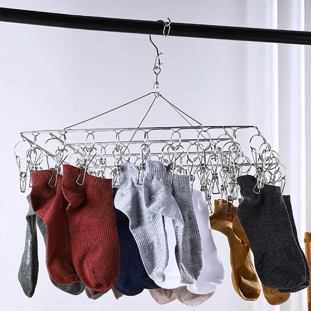 Space-saving Metal Sock Hanger Convenient And Practical Multifunctional Stainless Steel Drying Rack With Hanger
