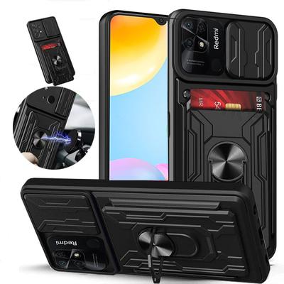 Pre puzdro Redmi 10C s textúrou Držiak karty Posuvná ochrana fotoaparátu Ochranný krúžok na puzdro Pre Xiaomi Redmi 10C 10 C Nárazuvzdorné puzdro na telefón