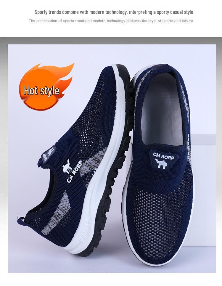 Men's Summer Breathable Slip-On Lightweight Mesh Running & Hiking Shoes.