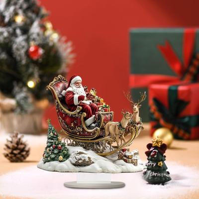 Christmas Centerpieces for Tables 2D Christmas Decor Sign with Stand Acrylic Santa Claus Sled Tree Elk Ornament for Workplace