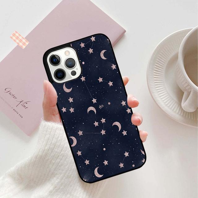 Sonne Mond Sterne Handyhülle Rückseite für iPhone 17 Air 16 15 14 13 11 12 Pro Max Plus Hülle Coque