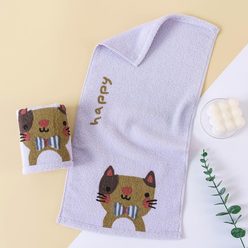 1Pc 25x50cm 100% Cotton Cartoon Lovely Cat Printed Children Kids Baby Gift Home Bathroom Hand Face Towel