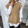 YYFS Moda Feminina Casual Cor Sólida Estampado Outono Inverno Sem Mangas Gola O Tricotado Coletes