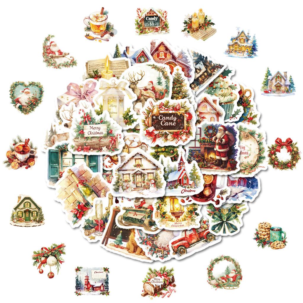50 Warm Christmas Cartoon Graffiti Stickers Warm Atmosphere Candles Diy Luggage Notebook Stickers