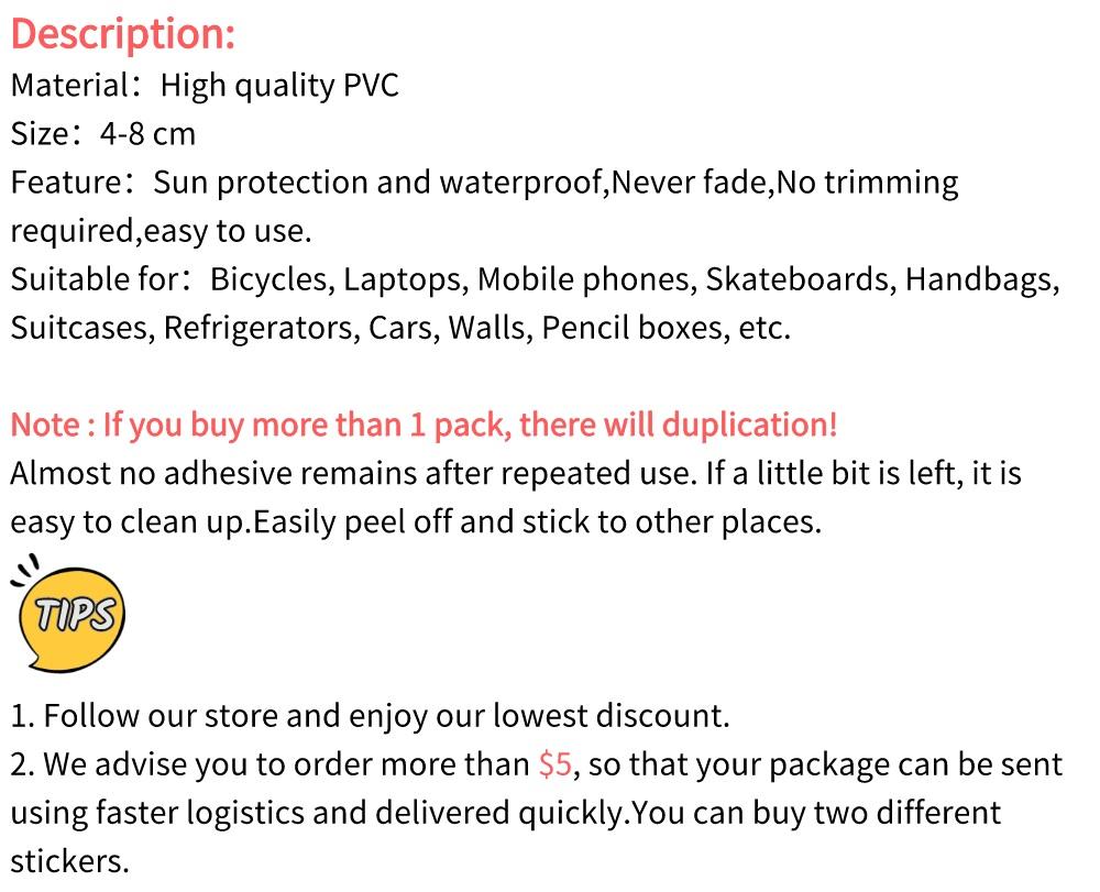 100PCS Cute Mix Animals Graffiti Stickers DIY Laptop Phone Guitar Notebook Suitcase Cup Waterproof Cartoon Sticker Kids Toy