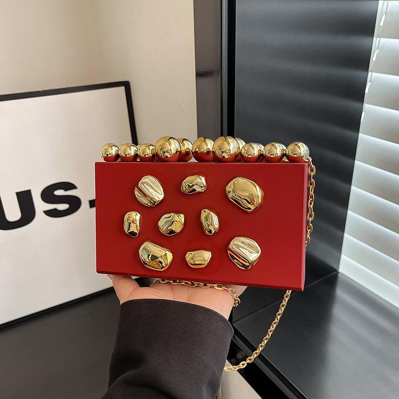 Geometric Block Box Clutch - Irregular Structured Shoulder Bag, Minimalist Luxury Crossbody with Artistic Edge