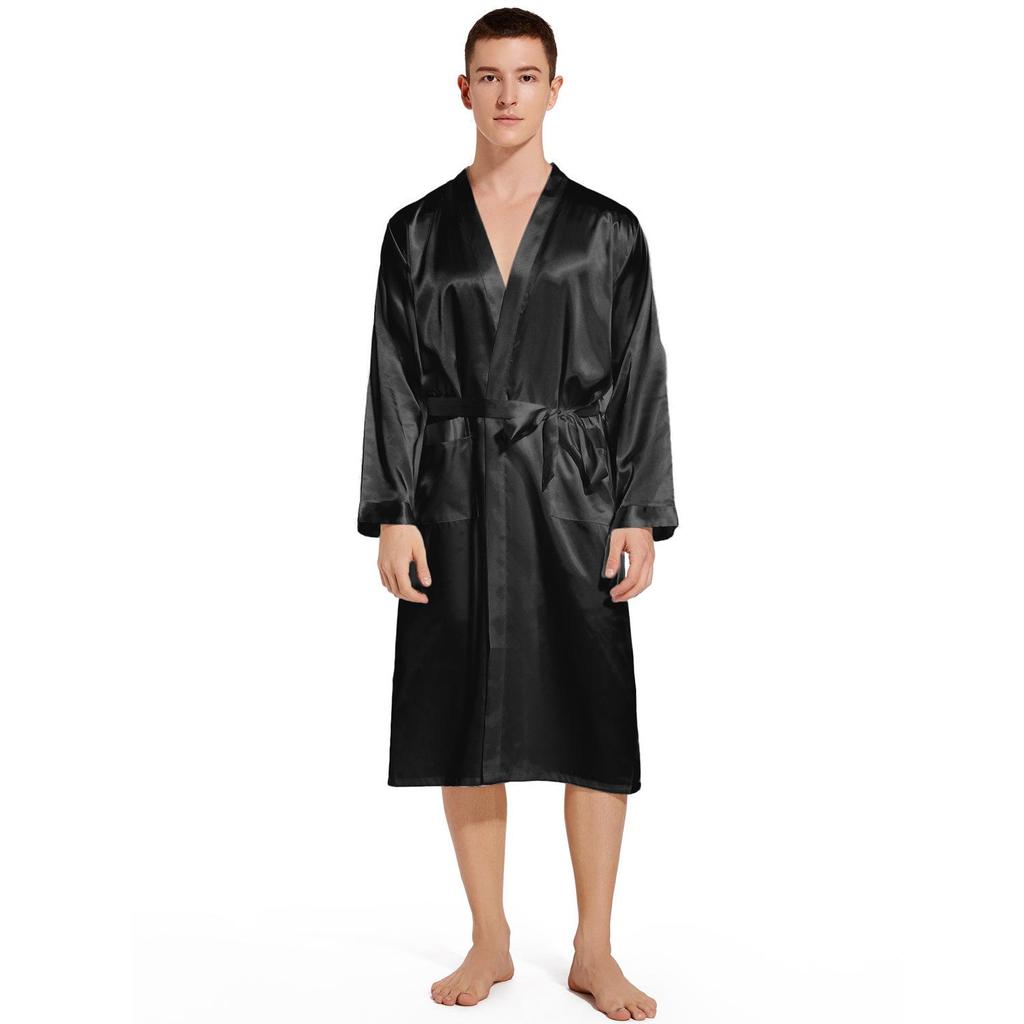 Cardigan de Pijama Masculino Plus Size Leve Luxo Toque de Seda: Estilo Europeu e Americano
