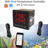 Controler Senzor Temperatură Dual WIFI Termometru Termostat Tuya cu 2 Sonde Externe Boiler Încălzitor Apă Congelator Smartlife