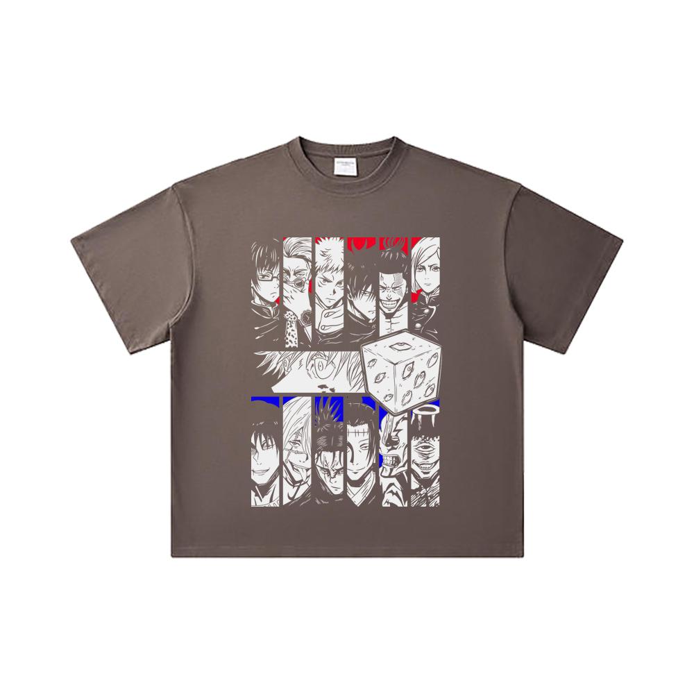 260 GSM Double Yarn 32 Count 100% Cotton Jujutsu Kaisen V39 Print Unisex Heavy Cotton T Shirt