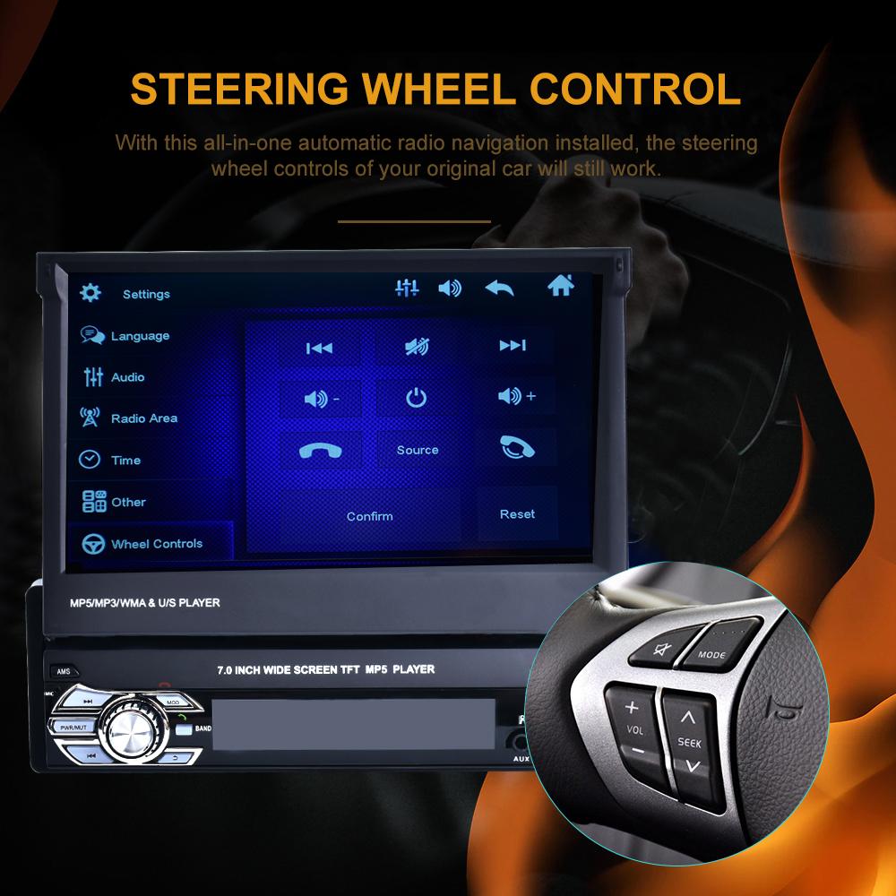 Reakosound Autoradio 1 Din 7'' Touch Screen Lettore multimediale universale per auto con ricevitore radio FM Bluetooth Supporto USB e telecamera posteriore