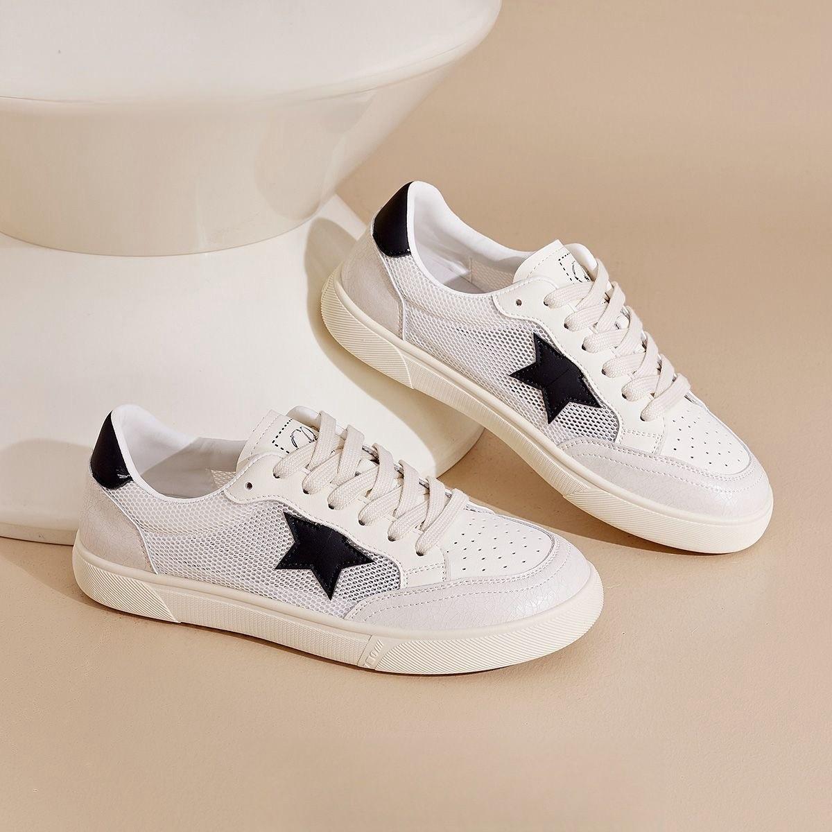 

Удобные маленькие белые туфли женские 2025 весна и лето новая мода универсальная спортивная обувь студентки плоская подошва легкие повседневные b 40 чёрный