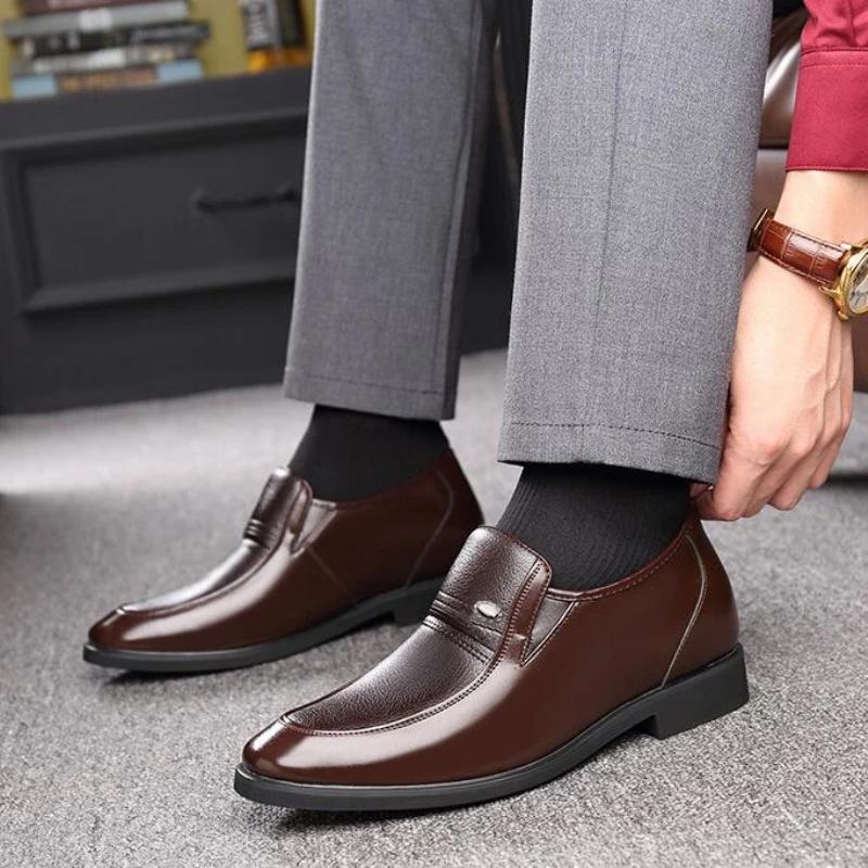 Fashion Increased 6 Cm Men Formal Shoes Hidden Heel Men's Wedding Oxfords Heighten Tall Male Dress Leather Footwear 2024