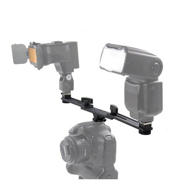 Buy Dual Shoe Flash Speedlite Mounting Bracket Holder For DSLR Camer at
