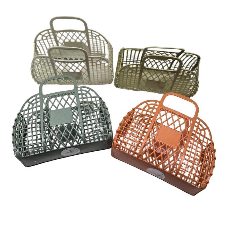 Plastic Bath Storage Basket Portable Hollow Out Quick Dry Bathroom Organizer for Home College Dorm Gym Shopping Use
