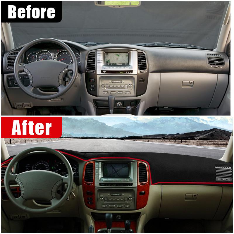 Car Dashboard Cover Avoid Light Pad Anti-UV Carpet Non-Slip Mats For Toyota Land Cruiser 100 LC100 1998-2003 2004 2005 2006 2007