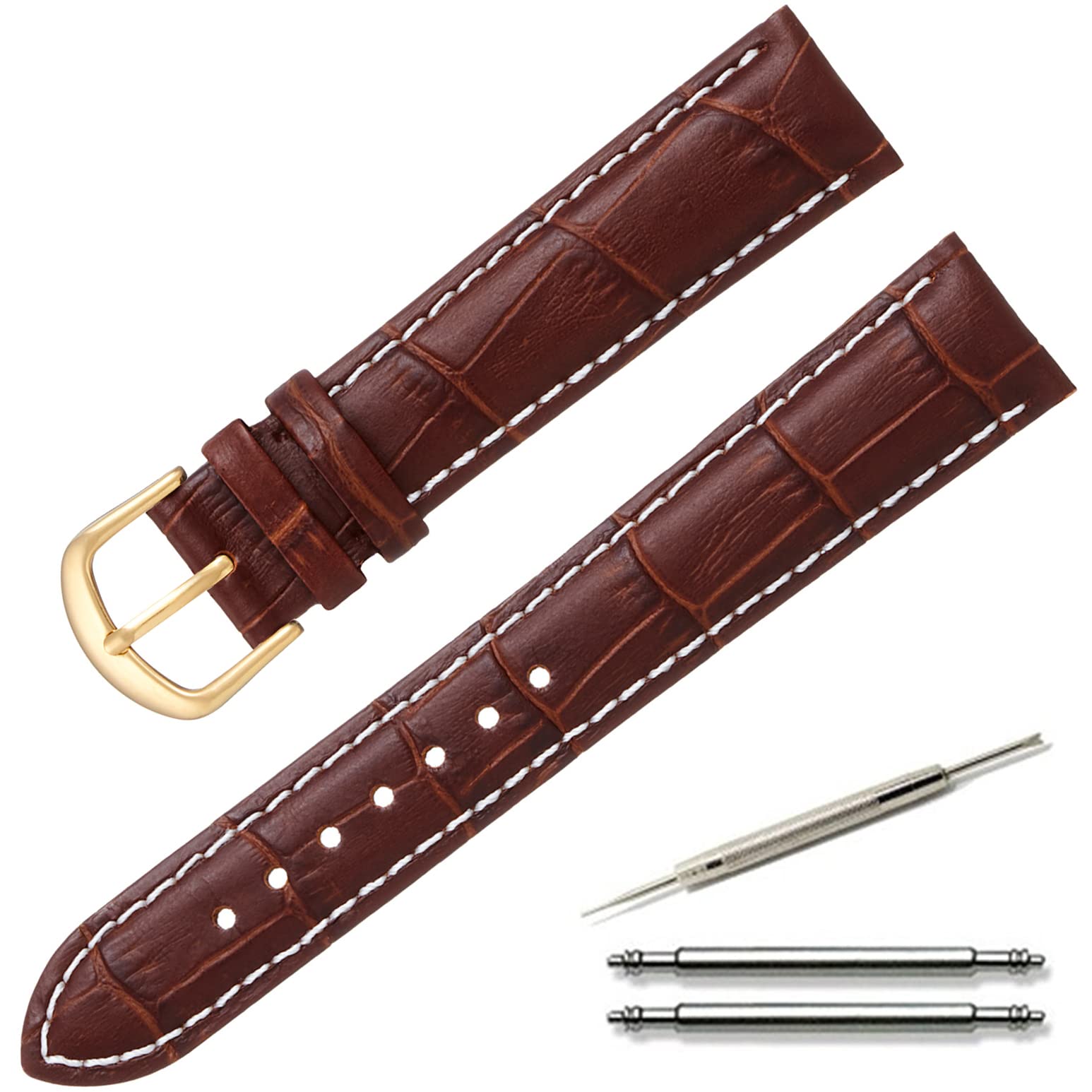

Calme Watch Strap, Genuine, Crocodile-Embossed, Leather Band, Replacement Strap, 0.5-0.9” (12 - 22 mm),