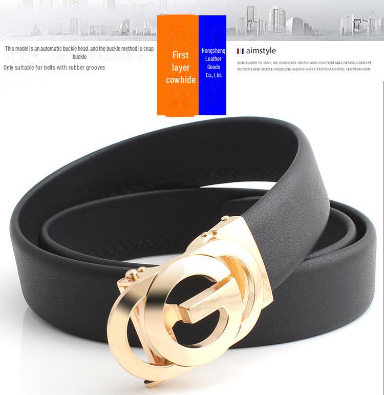 **Hongsheng Men's Zinc Alloy Automatic Belt Buckle with Classic Logo**