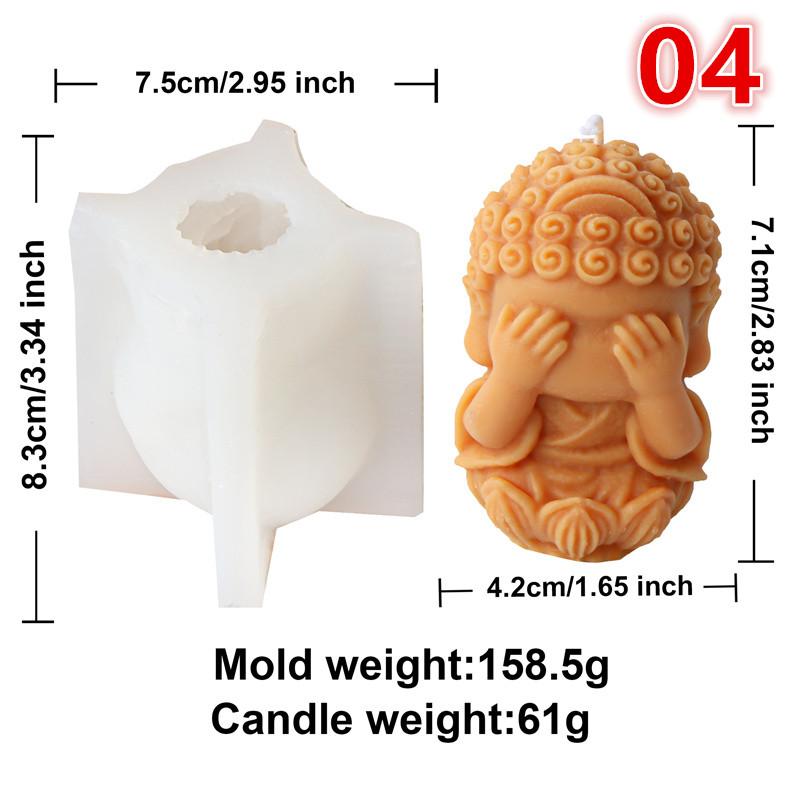 3D Cartoon Buddha Candle Molds DIY Plaster Clay Candle Making Mould Maitreya Buddha Statu Crafts Decor