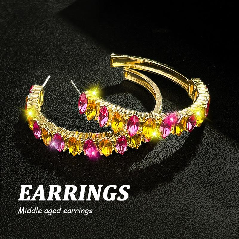 Boucles d'oreilles pendantes Zircon Fleur Colorée pour Femmes, Boucles d'oreilles pendantes Statement pour Fête & Usage Quotidien