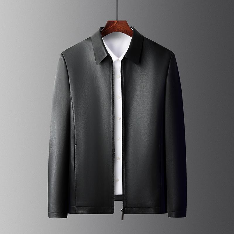 

Высококачественная куртка из натуральной кожи для мужчин, короткая куртка из овчины нового стиля для мотоциклистов, куртка с лацканами для мужчин среднего возраста 195