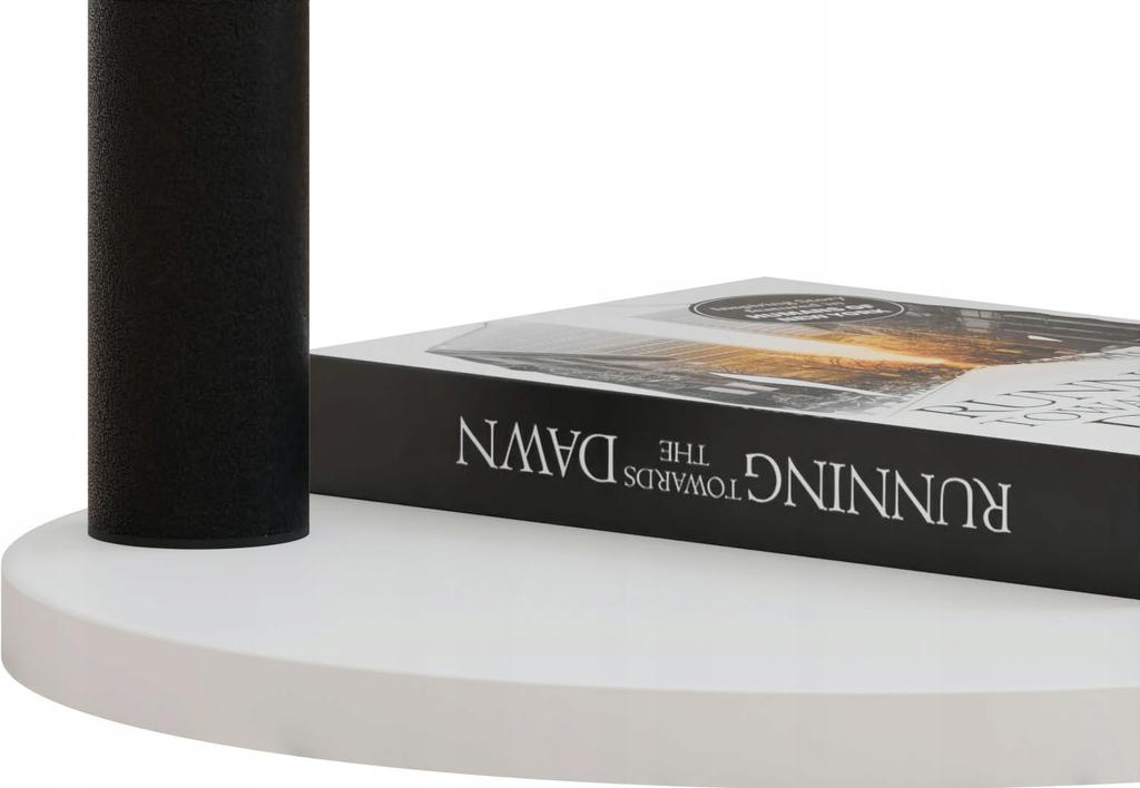 Round Loft Side Table With Shelf 30X30X80 Cm Metal Black