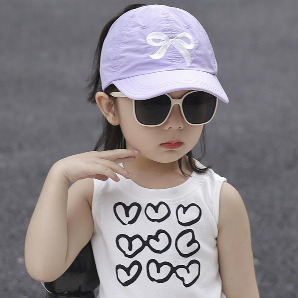 Summer Kids Quick-dry Baseball Caps Girls Bow Embroidery Semi-hollow Top Sun Hat Korean Fashion Sports Adjustable Sunscreen Cap
