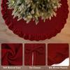 KHOYIME Red Knitted Christmas Tree Skirt 36 Inches, Rustic Vintage Large Xmas Tree Rug Skirt Chunky Thick Knit Boho Under Tree Skirt, Farmhouse