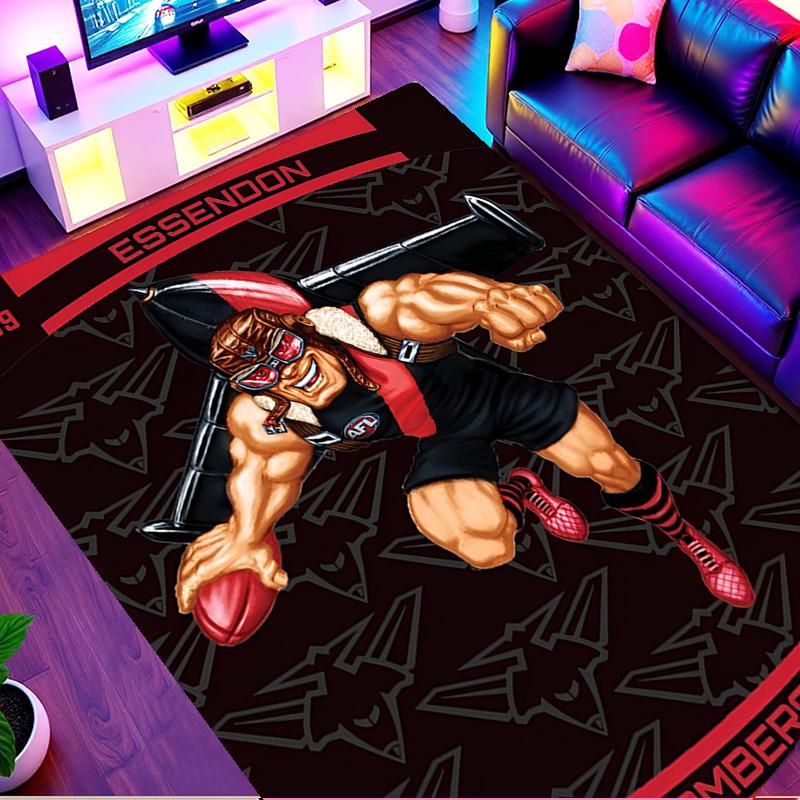Essendon Football Print Rug, Washable Floor Carpet, For Entryway Dorm Laundry Room Office Study, Home Decor Birthday Christmas Gift