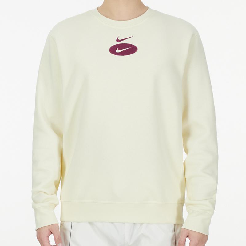 Nike Embroidered Logo Crewneck Sweatshirt Men Sweatshirt Ivory-White DM5461-113