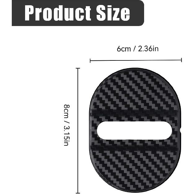 4 PCS Carbon Fiber Car Door Protector, Door Latch Lock Cover, Self-Adhesive Slam Stopper Shock Absorber, Universal Automotive Exterior Accessories