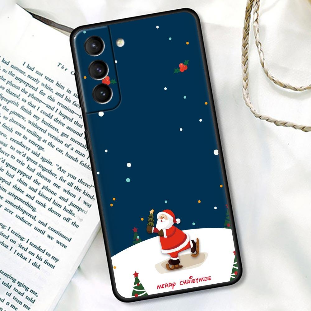 S24Ultra For Samsung Galaxy S21 S20 FE S22 Ultra 10 S23 S24 Plus Phone Case Funda Cover Merry Christmas Gift Santa Claus Snowman