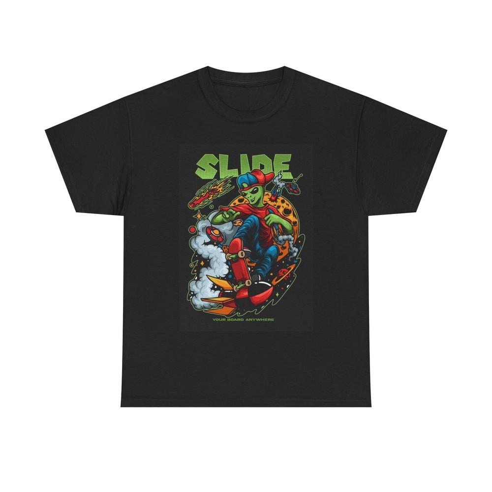 Slide Skateboarding Graphic Tshirt Alien Skating Retro Unisex Heavy Cotton Tee Unisex T-Shirt S