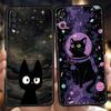 Handyhülle für Samsung Galaxy A56 A36 A26 A06 A16 A24 A36 A54 A14 A42 A22 A20 A12 A10 Weiches TPU Niedliche Farbe Sternenhimmel Schwarze Katze
