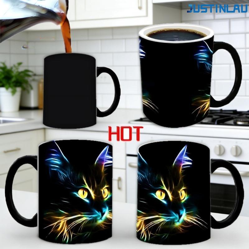Colorful Cat Color Changing Mug Ceramic Thermal Reaction Magic Coffee Tea Ceramic Mug for Couples To Give Gifts Mug