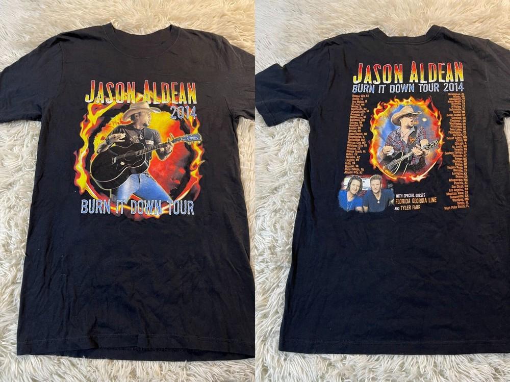 Jason Aldean 2014 Burn It Down Tour Gift For Fans Unisex All Size T-Shirt SS104 Unisex T-Shirt XXL