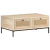 VidaXL Table basse 90x50x37 cm Bois de manguier et canne naturelle