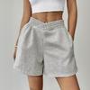 Pantaloncini da Donna Estivi Casual Elastici a Vita Alta a Gamba Larga