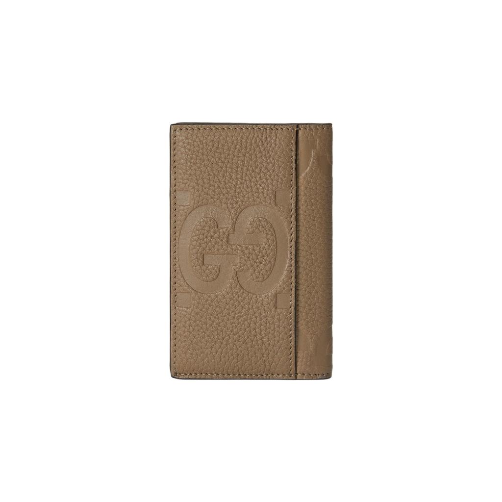 Gucci Double G Logo Embossed Flap Leather Card Holder Men Accessories Gray Brown 739478-AABY0-2801