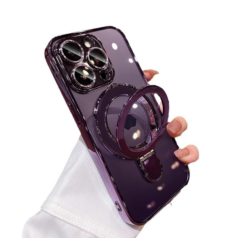 Clear Magnetic Mobile Phone Cases For Iphone 16 Shockproof Ring Cover Stand