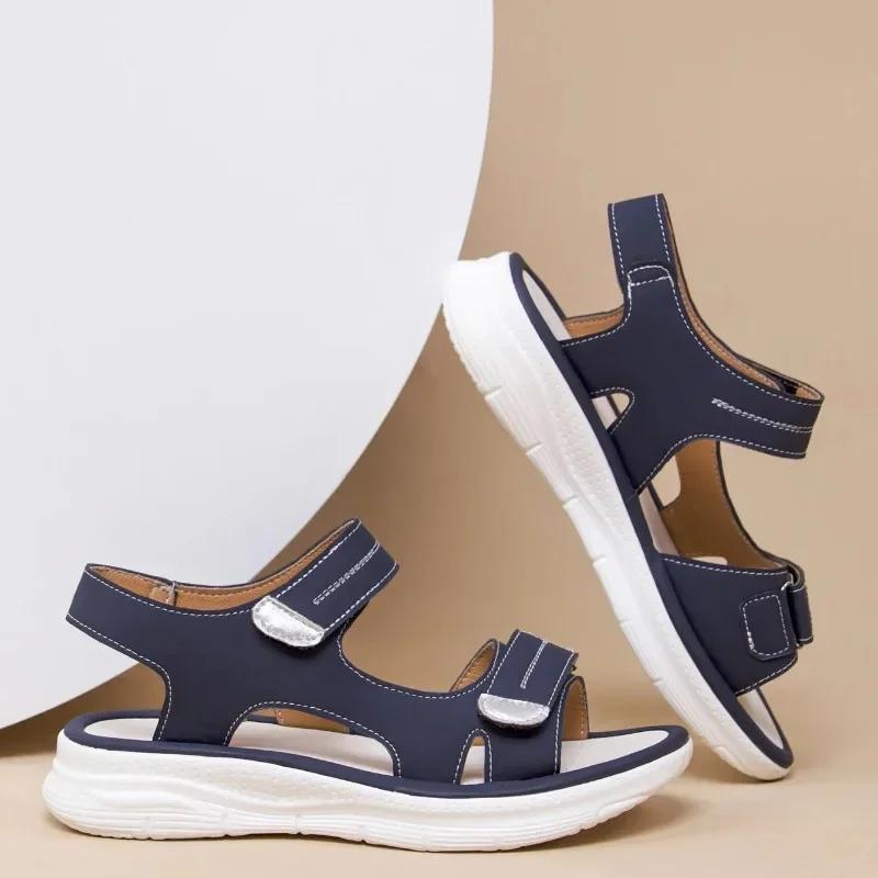 Fashion New Elegant Women Leather Sandals Women's Sport Style Lightweight Plus Size Slippers Women Sandals Plus Size 36-43